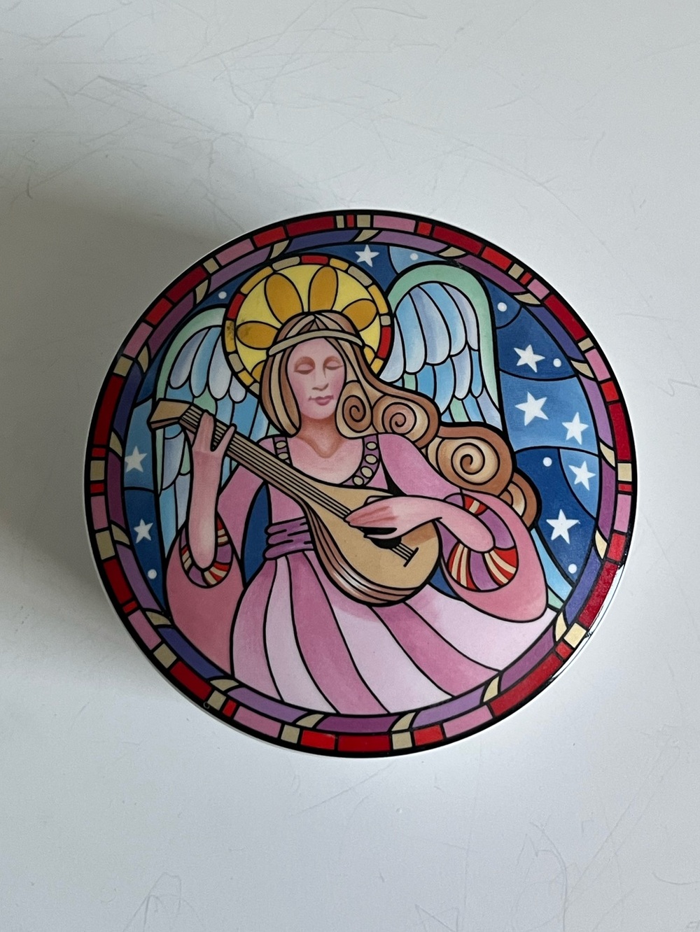 Vintage Mikasa Herald Angel Lidded Trinket Box Jar By Dan Scannell